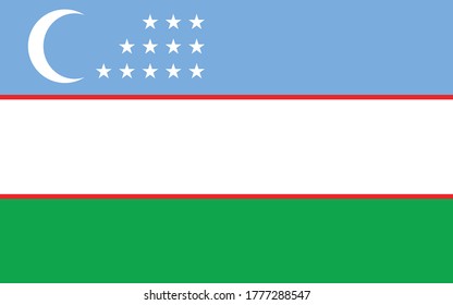 Uzbekistan flag vector graphic. Rectangle Uzbekistani flag illustration. Uzbekistan country flag is a symbol of freedom, patriotism and independence.