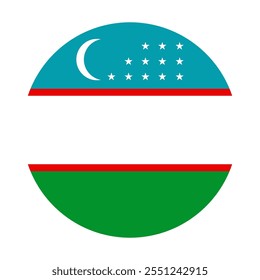 Ilustración vectorial de la bandera de Uzbekistán. Diseño de emoji de icono de bandera simple de Uzbekistán.