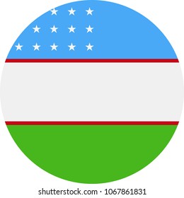 Uzbekistan Flag Vector Round Flat Icon - Illustration