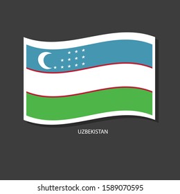 Uzbekistan flag Vector waving with flags.