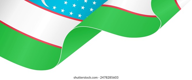 Uzbekistan flag wave isolated on png or transparent background vector illustration. 