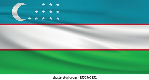 Uzbekistan flag waving with wind effect