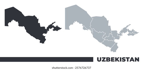 Uzbekistan flat and border outline vector maps