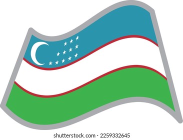 Uzbekistan fluttering national flag illustration vector material