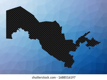 Uzbekistan geometric map. Stencil shape of Uzbekistan in low poly style. Superb country vector illustration.