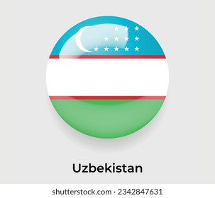 Uzbekistán lustroso bandera nacional burbuja forma redonda icono de ilustración vectorial