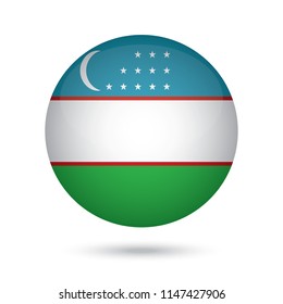 Uzbekistan glossy round button. Vector Illustration EPS10.
