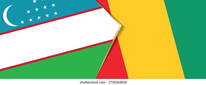 Banderas de Uzbekistán y Guinea, dos banderas vectoriales símbolo de relación o enfrentamiento.