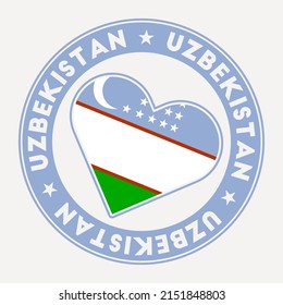 Uzbekistan heart flag badge. From Uzbekistan with love logo. Support the country flag stamp. Vector illustration.