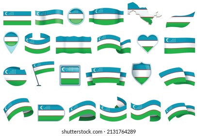 Uzbekistan icons set cartoon vector. National flag. Asia world