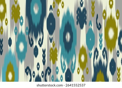 Uzbekistan ikat pattern. Uzbekistan ikat abstract ethnic design. Uzbekistan pattern design for background, wallpaper, textile, art, clothing, wrapping paper, Uzbek style, Uzbek fabric
