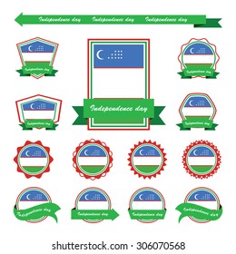 uzbekistan independence day flags infographic design