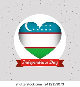 Uzbekistan Independence Day With Heart Emblem Design