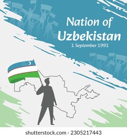 Uzbekistan Independence Day Post Design. September 1st, the day when Uzbeks made this nation free. Suitable for national days. Perfect concepts for social media posts, greeting card, cover, banner.