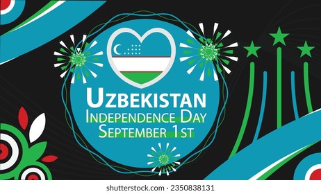 Uzbekistan Independence Day vector banner design. Happy Uzbekistan Independence Day modern minimal graphic poster illustration.