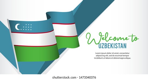 Uzbekistan independence day vector template. Design for banner; greeting cards or print. welcome to Uzbekistan