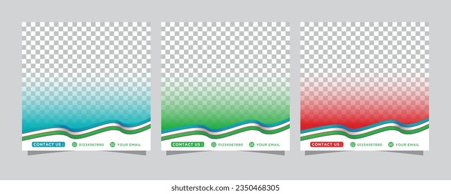 Uzbekistan independence theme. Set of editable square banner template vector. Business background. Usable for social media, story, website etc. 