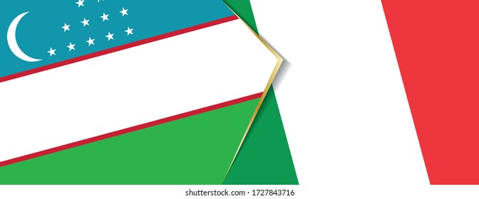 Banderas de Uzbekistán e Italia, dos banderas vectoriales símbolo de relación o enfrentamiento.