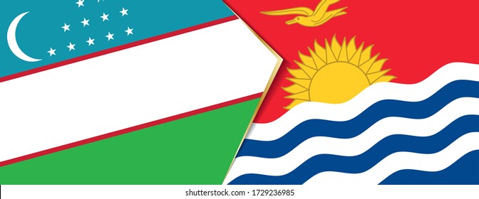 Usbekistan und Kiribati Flaggen, zwei Vektorflaggen Symbol für Beziehung oder Konfrontation.