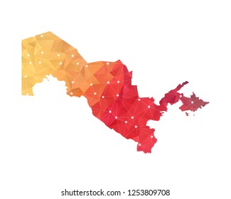 Uzbekistan Map - Abstract geometric rumpled triangular low poly style gradient graphic on white background , line dots polygonal design for your . Vector illustration eps 10.