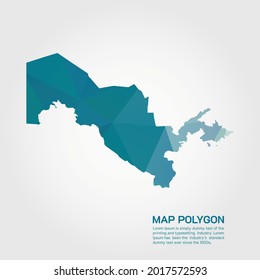 Uzbekistan Map Abstract geometric rumpled triangular low poly style gradient graphic on white background