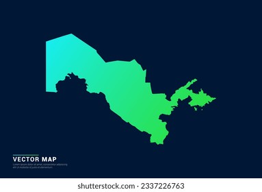 Mapa de Uzbekistán del concepto azul gradiente abstracto verde con vector de efecto de luz de la tecnología.
