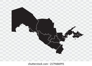Uzbekistan Map black Color on White Backgound quality files Png 