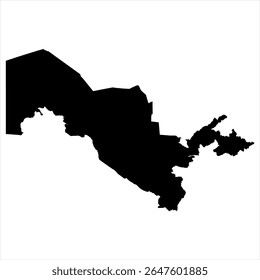 Uzbekistan Map - black World Map International vector template with High detailed isolated on white background - Vector