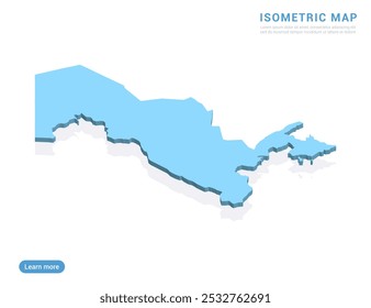 Uzbekistan map blue on white background with isometric vector.