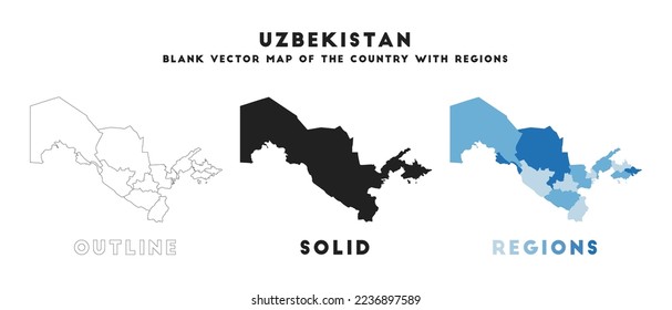 Uzbekistan map. Borders of Uzbekistan for your infographic. Vector country shape. Vector illustration.