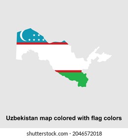Uzbekistan map colored with flag colors isolated vector illustration
