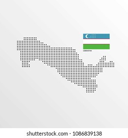 Uzbekistan Map design with flag and light background vector 