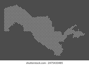 Uzbekistan map dot on gray background.  Dotted map Republic of Uzbekistan. Vector eps10.