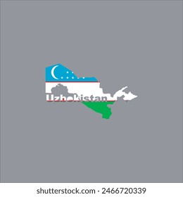 Uzbekistan map and flag color design on gray background