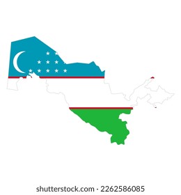 Uzbekistan map with a flag inside the map, vector illustration