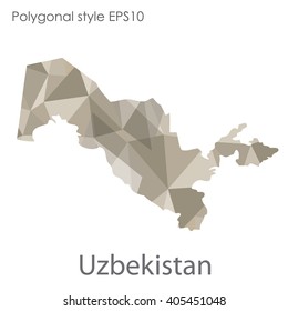 Uzbekistan map in geometric polygonal style.Abstract gems triangle,modern design background.