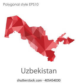 Uzbekistan map in geometric polygonal style.Abstract gems triangle,modern design background.
