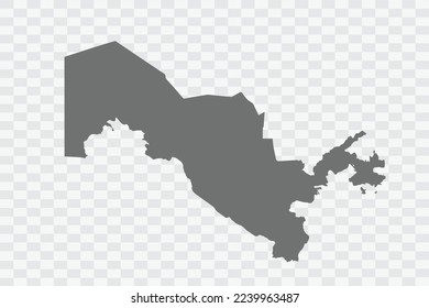 Uzbekistan Map grey Color on White no demarcation line Background  Png
