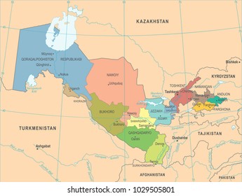 Uzbekistan Map - High Detailed Vector Illustration
