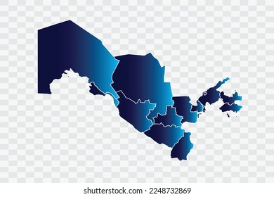Uzbekistan Map indigo Color on White Background quality files png