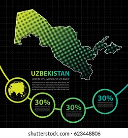 Uzbekistan map infographic design template
