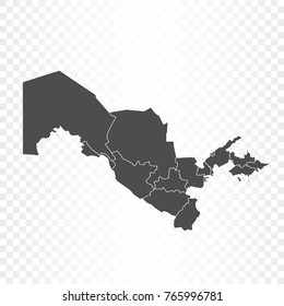 Uzbekistan map isolated on transparent background