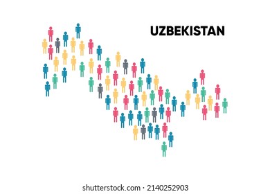 Uzbekistan Map made by a group of people, Population. Globalization. People from different countries