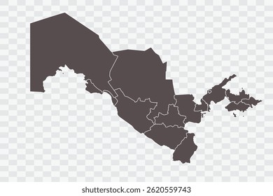 Uzbekistan Map Minimalist  High-Quality PNG  Ash Color on Transparent Background Perfect for presentations infographics educational materials and graphic design projects