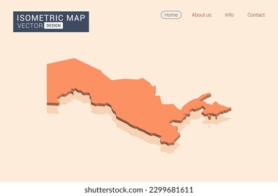 Uzbekistán mapea naranja con vector isométrico.
