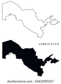 Mapa de Uzbekistán delineado y Vector azul