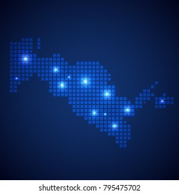 Uzbekistan map page symbol for your web site design Uzbekistan map logo, app, UI. Wire frame 3D mesh polygonal network line, design sphere, dot and structure. Uzbekistan map.vector illustration eps 10