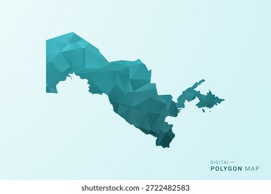 Karte von Usbekistan - Vektorgrafik im Polygonstil in blaugrünem Low-Poly-geometrischem Design, moderne minimale Silhouette.