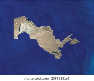 Uzbekistan map with satellite view design style.