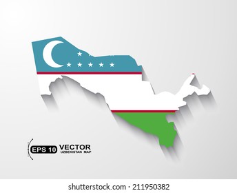 Uzbekistan map with shadow effect